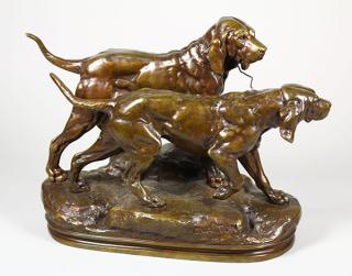 Appraisal: Bronze Sculpture Charles Valton Charles Valton French - Two Hounds