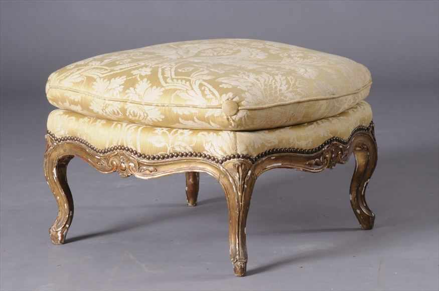 Appraisal: LOUIS XV STYLE CARVED GILTWOOD TABOURET The serpentine seat with