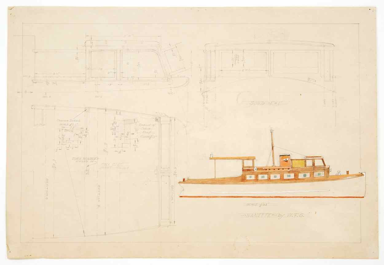 Appraisal: WARREN F SAWYERAmerican - Scale drawing of the Nanette Inscribed