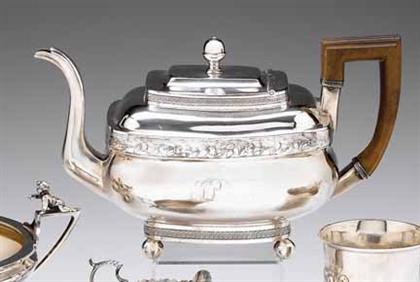 Appraisal: Silver teapot jean simon chaudron philadelphia early th century Oblong