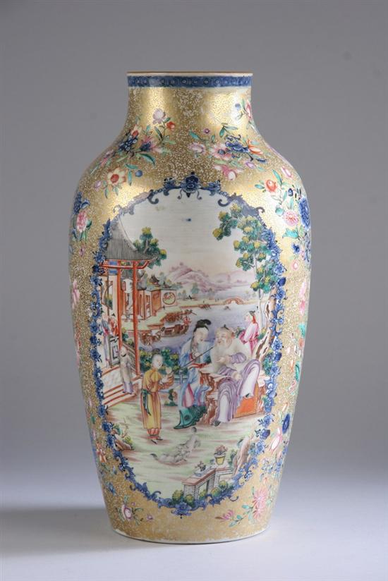 Appraisal: CHINESE FAMILLE ROSE PORCELAIN VASE Qianlong period Figural decoration and