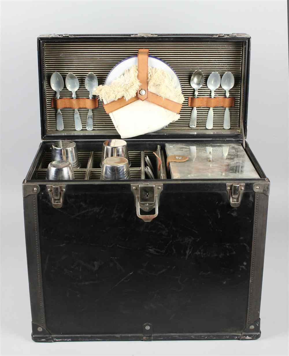 Appraisal: PICNIC SET WITH FITTED CASE With plated utensils by Simeon