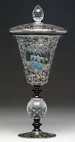 Appraisal: PAIRPOINT BLACK AMETHYST COVERED CHALICE VASE Lovely black amethyst glass