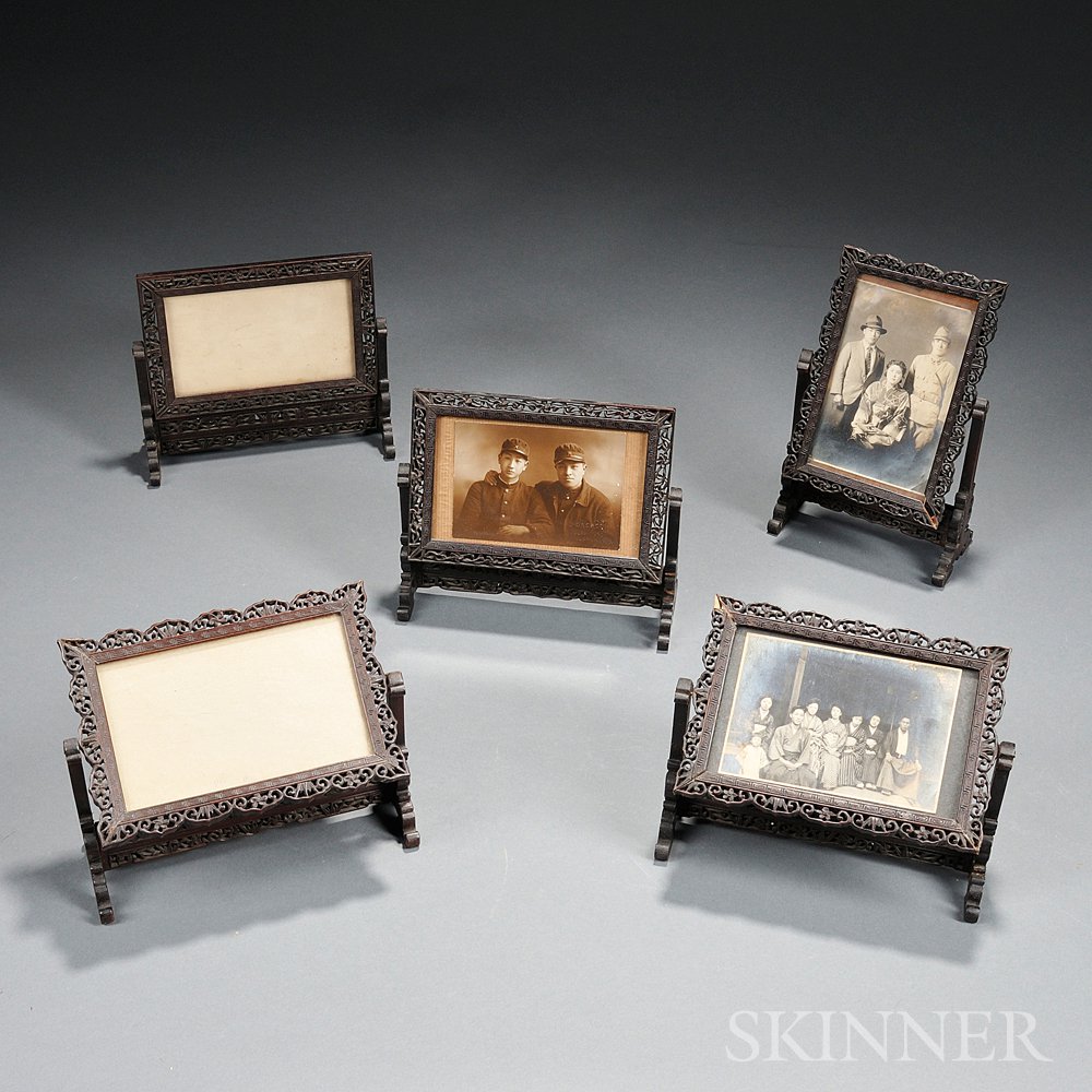 Appraisal: Five Carved Wood Export Photo Frames China early th century