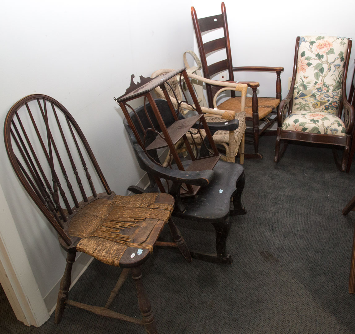 Appraisal: Four assorted chairs and other furniture including three armchairs one