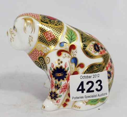 Appraisal: Royal Crown Derby paperweight of harrods Bulldog silver stopper boxed