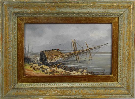 Appraisal: H J BROWN English School th century SHIP AGROUND oil