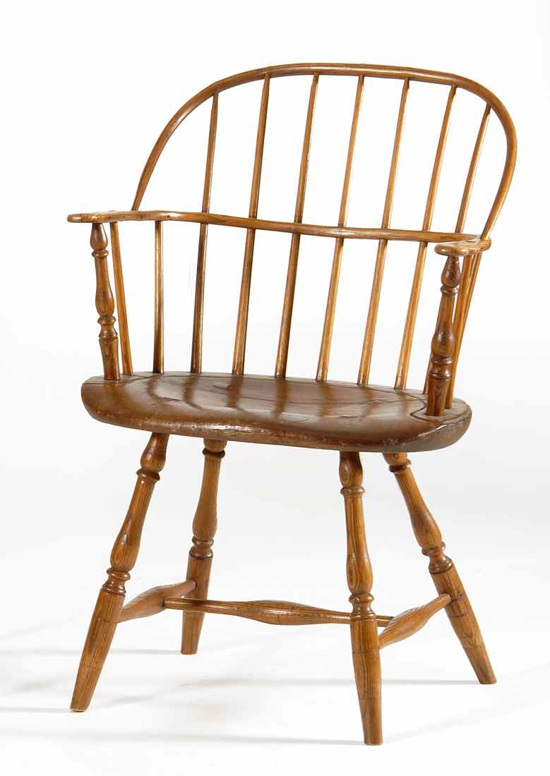 Appraisal: ANTIQUE BOWBACK WINDSOR ARMCHAIR Circa With bold proportions High bulbous-turned