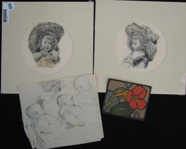 Appraisal: Otto Stark - IN four unsigned drawings including two high