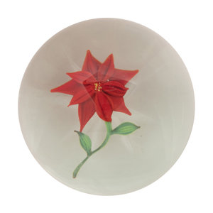 Appraisal: A Paul Stankard Red Flower Glass Paperweight with a star-cut