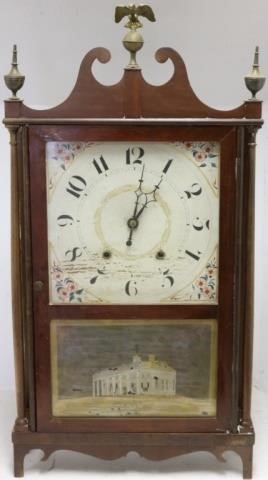 Appraisal: CHAUNCEY IVES BRISTOL CT PILLOW AND SCROLLWEIGHT DRIVEN SHELF CLOCK