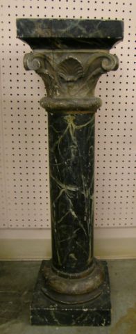 Appraisal: th century hand carved wood faux marble pedestal