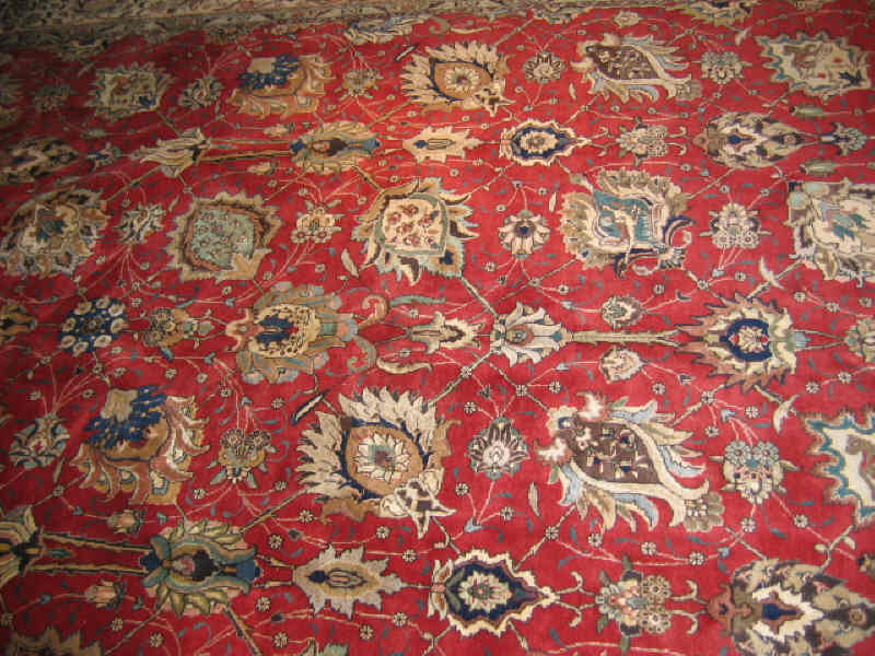 Appraisal: TABRIZ ROOM RUG The red field shows an allover harshang