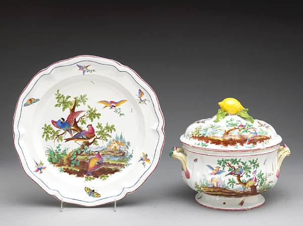 Appraisal: A French faience tureen cover and undertray Sceaux circa Of