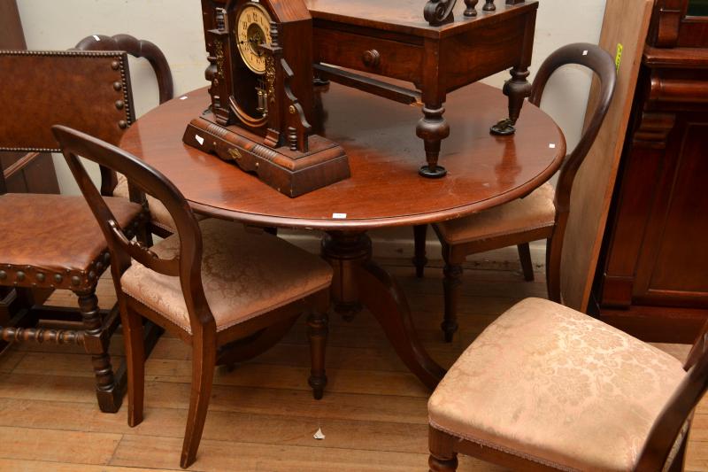 Appraisal: A FOUR VICTORIAN CEDAR BALLOON BACK UPHOLSTERED DINING CHAIRS AND