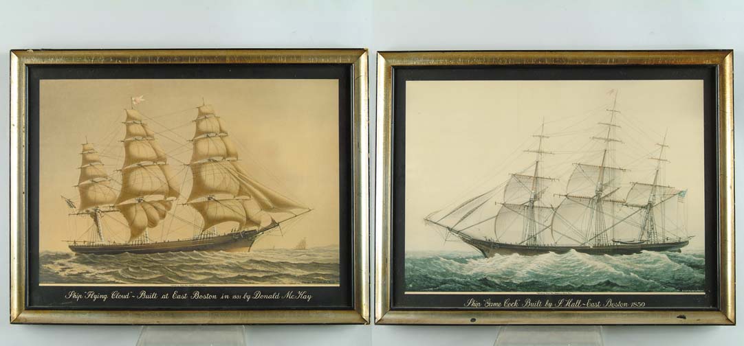 Appraisal: PAIR OF FRAMED SHIP PRINTS Identically housed in gilt wood