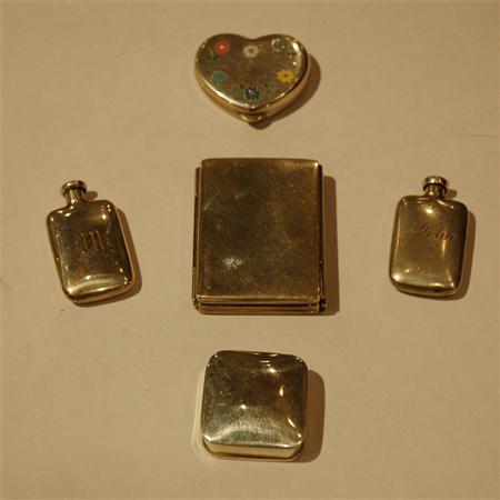 Appraisal: Group of Silver Snuff Bottles and Boxes Estimate -