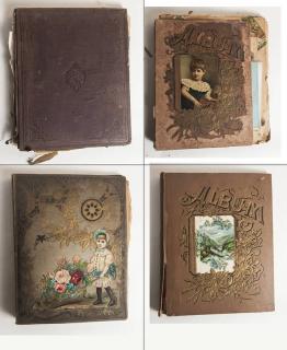 Appraisal: Victorian Scrapbook Albums Full of Early Advertising Greeting Post Cards