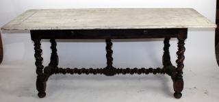 Appraisal: Louis XIII table with painted top and drawers h x