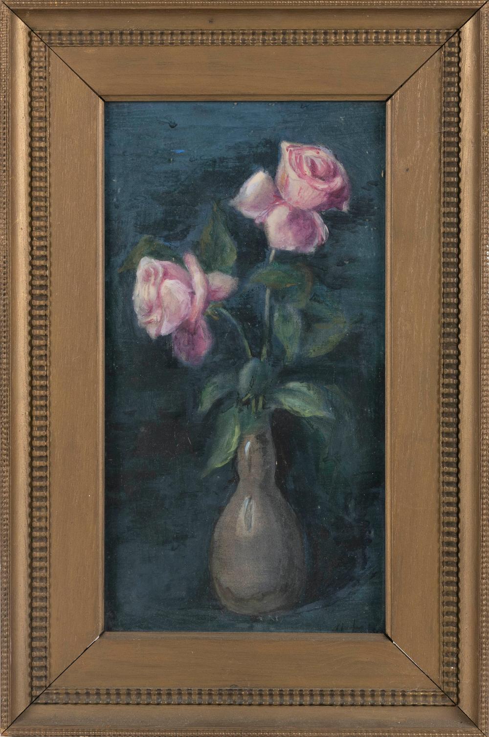 Appraisal: AMERICAN SCHOOL EARLY TH CENTURY STILL LIFE OF PINK ROSES