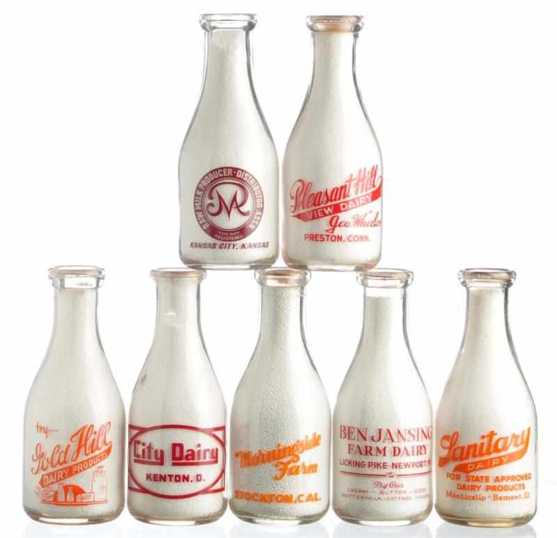 Appraisal: Lot of Milk Bottles from Various Locations Description Lot includes