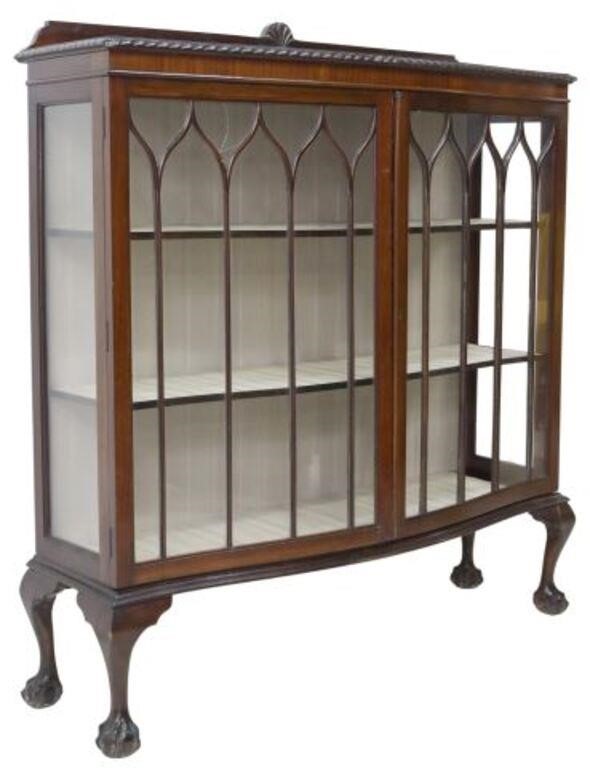 Appraisal: English mahogany display china cabinet first half th c raised