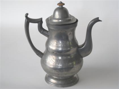 Appraisal: Double belly pewter coffeepot boardman hart hartford connecticut early to