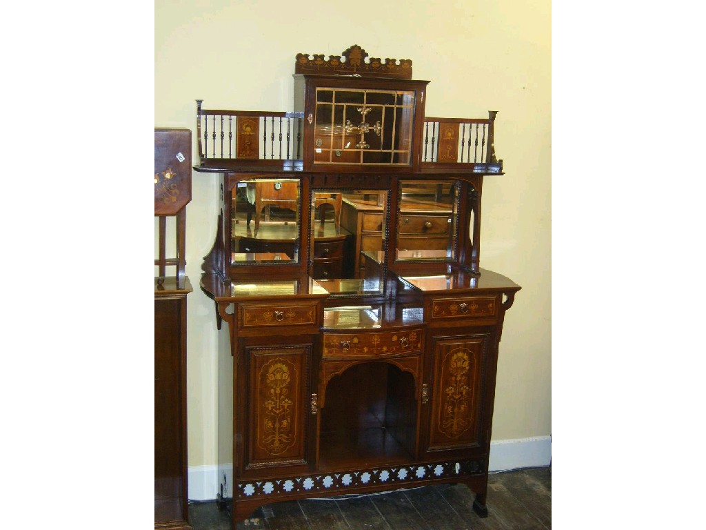 Appraisal: A good quality Edwardian mahogany sideboard the upper section incorporated