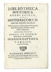 Appraisal: CARUSO GIOVANNI BATTISTA editor Bibliotheca historica regni Siciliae folding letterpress