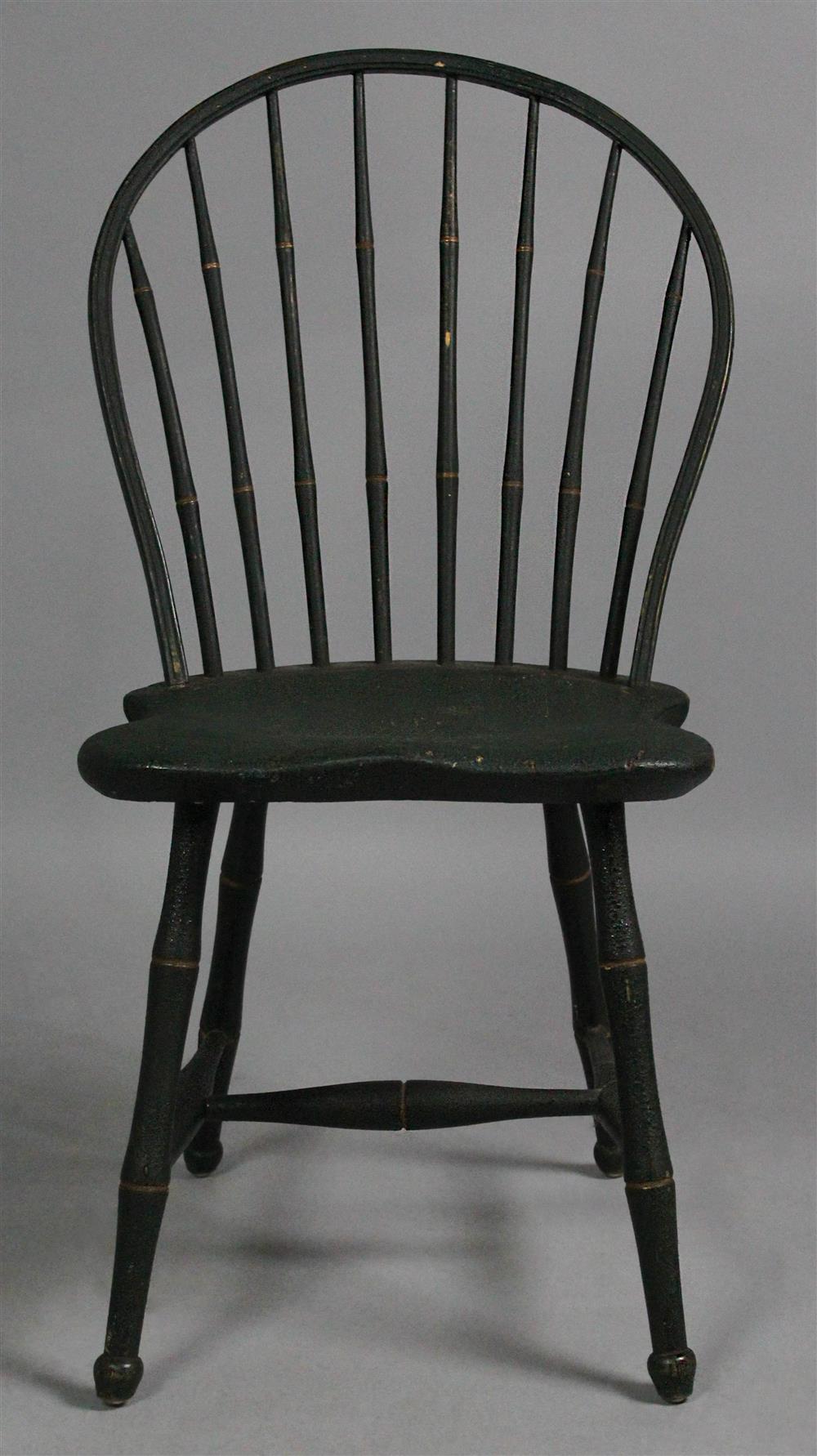 Appraisal: WINDSOR SIDE CHAIR WITH OLD GREEN PAINT having a hoop