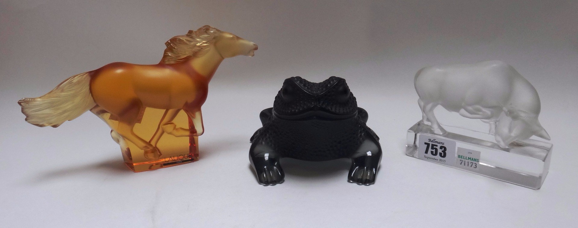 Appraisal: A modern Lalique black glass frog signed Lalique France cm