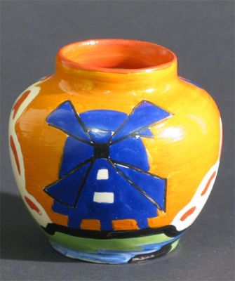 Appraisal: Applique Windmill' a rare Clarice Cliff Bizarre vase designed by