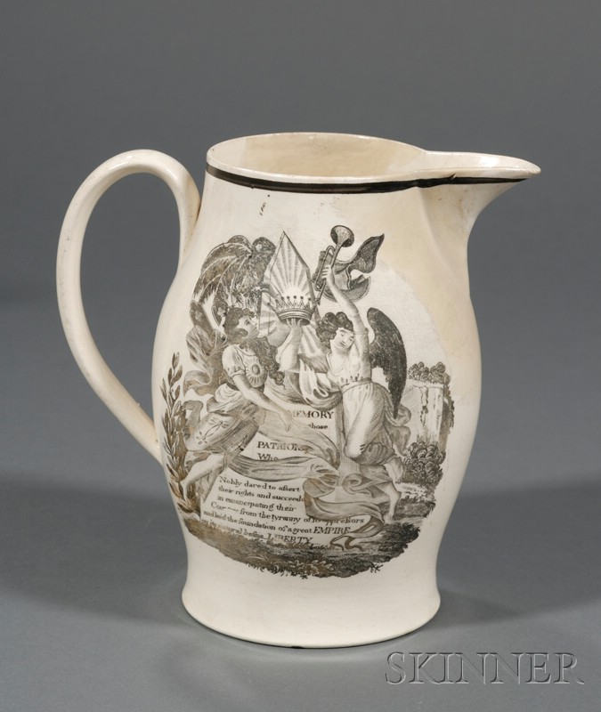 Appraisal: Transfer-decorated Liverpool Pottery Creamware Pitcher England early th century one