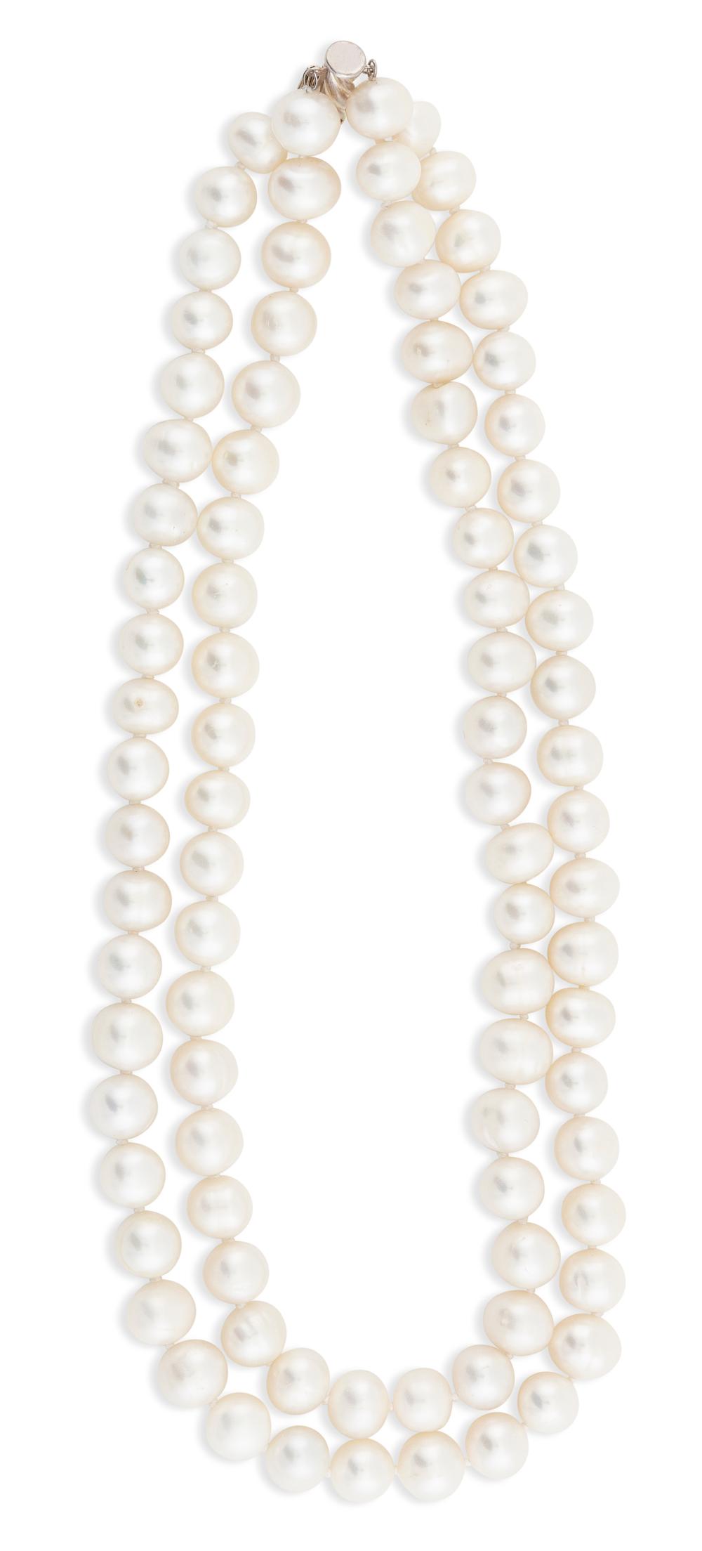 Appraisal: DOUBLE-STRAND BAROQUE PEARL NECKLACE APPROX TOTAL DWT DOUBLE-STRAND BAROQUE PEARL