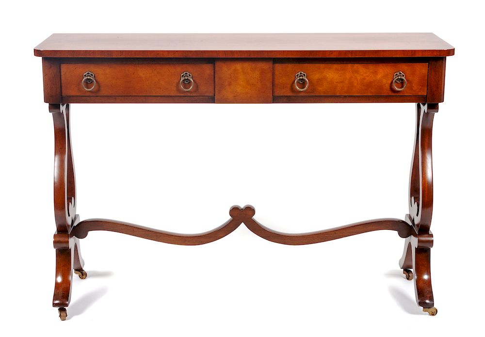 Appraisal: A Regency Style Drop-Leaf Sofa Table Height x width x