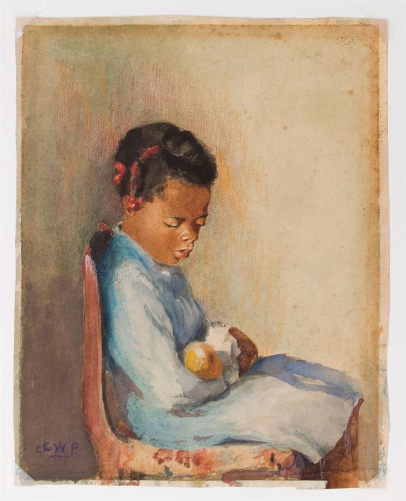 Appraisal: CLARY WEBB PEOPLES EVA SINGING LULLABY TO DOLL Watercolor signed