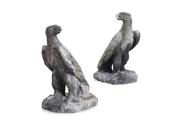 Appraisal: Pair of English lead eagle form gatepost finials A pair