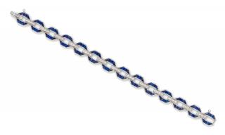 Appraisal: A Platinum Sapphire and Diamond Bracelet dwts A Platinum Sapphire