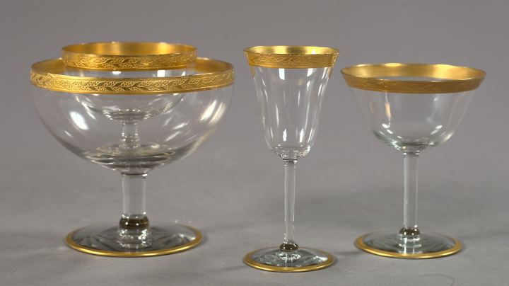 Appraisal: Attractive Forty-Two-Piece Gold Band Crystal Stemware Partial Service for eight