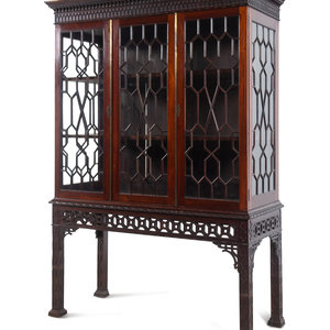 Appraisal: A Chinese Chippendale Style Mahogany Vitrine Cabinet th Century Height