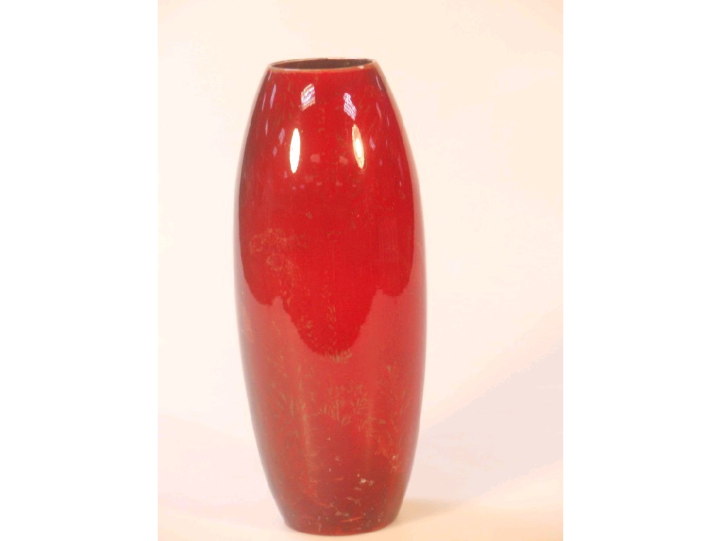 Appraisal: A Bernard Moore flambe vase of slender ovoid form painted