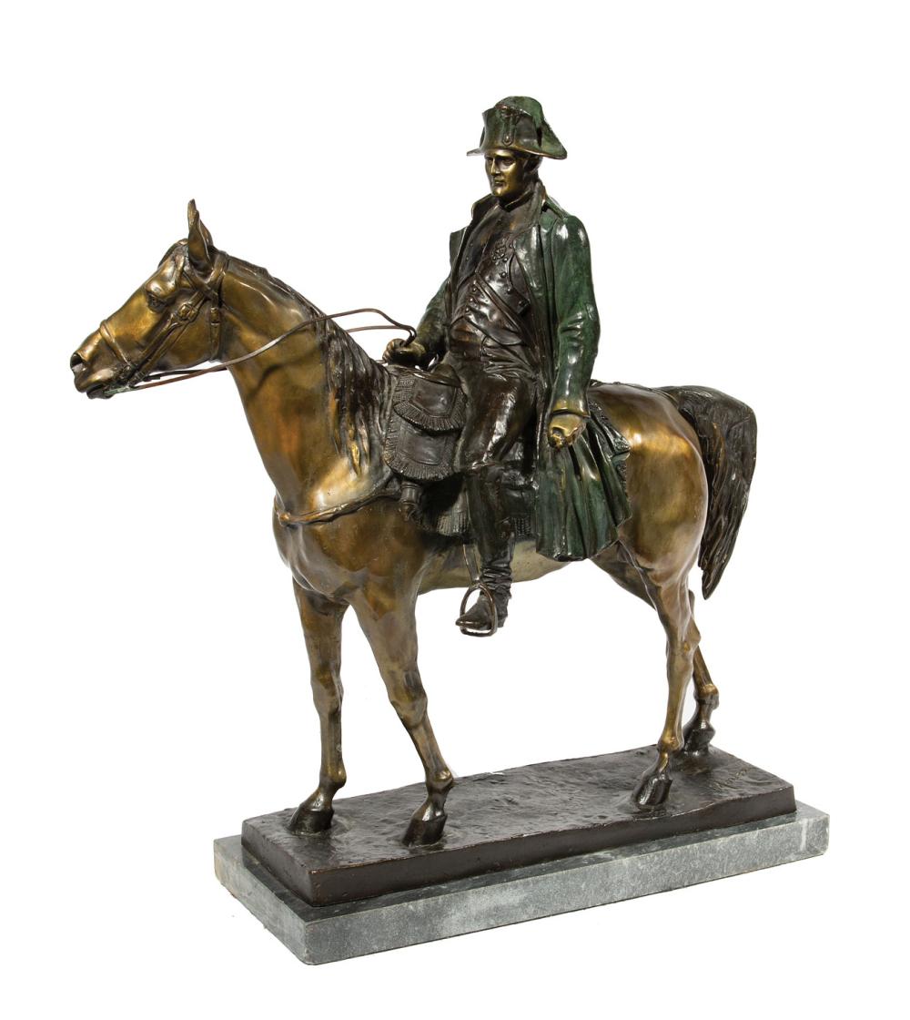 Appraisal: Bronze Figural Group of Napoleon on Horseback after Louis-Marie Morise