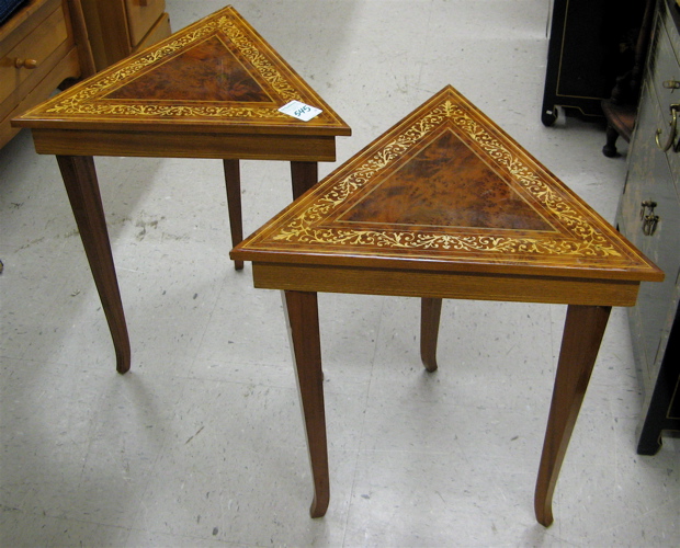 Appraisal: A PAIR OF MUSIC BOX JEWELRY TABLES Sorrento Italy th