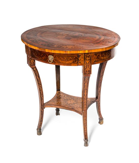 Appraisal: Sale Lot A Continental Marquetry Center Table having an oval