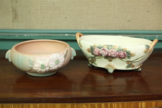 Appraisal: TWO WELLER CENTER BOWLS One in Wild Rose with hand