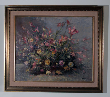 Appraisal: Valentino White Italian - Still Life of Flowers Signed V