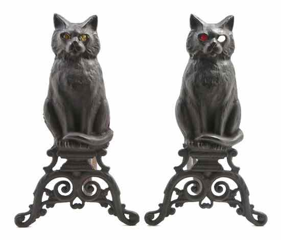 Appraisal: A Pair of Cast Iron Figural Andirons each in the