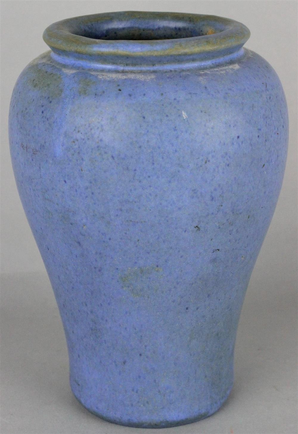 Appraisal: FULPER POTTERY BALUSTER VASE with textured blue glaze and raised