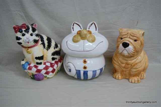 Appraisal: Cats Dog Ceramic Cookie Jar CollectionModern era ceramic cookie jars