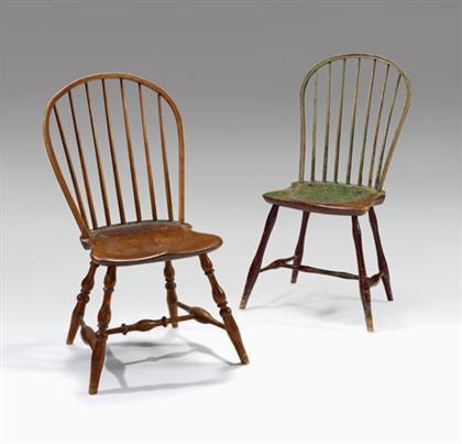 Appraisal: Two bow-back Windsor chairs pennsylvania Each Windsor with a bowed